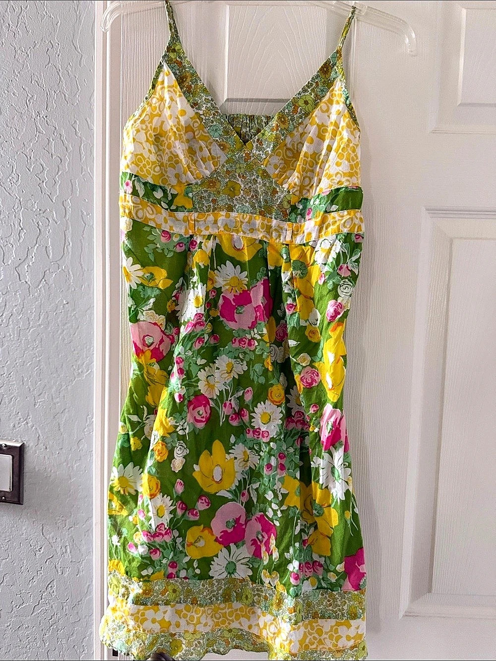 Eloise  Floral Mini Dress in Green & Yellow